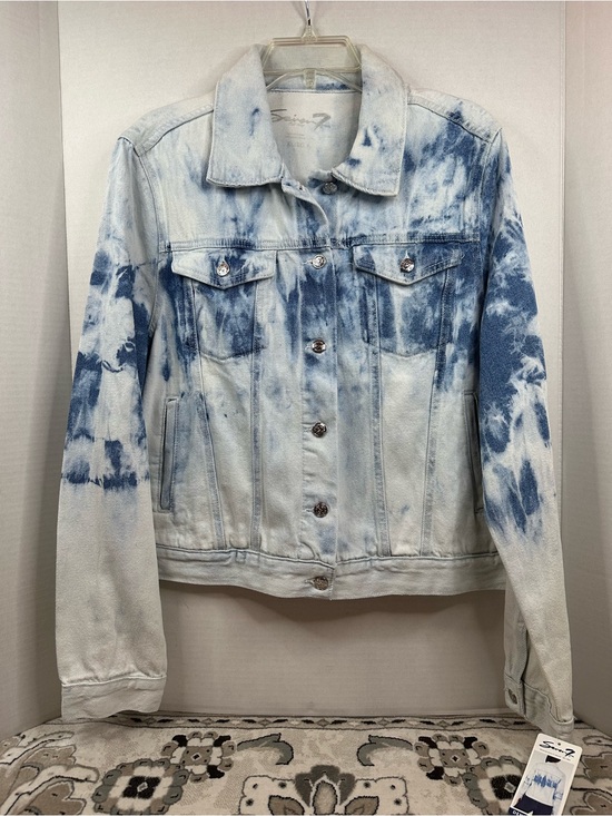 Seven7 Jackets & Blazers - Seven7 Light Blue & White Tie-Dye Denim Jacket, size XL, NWT